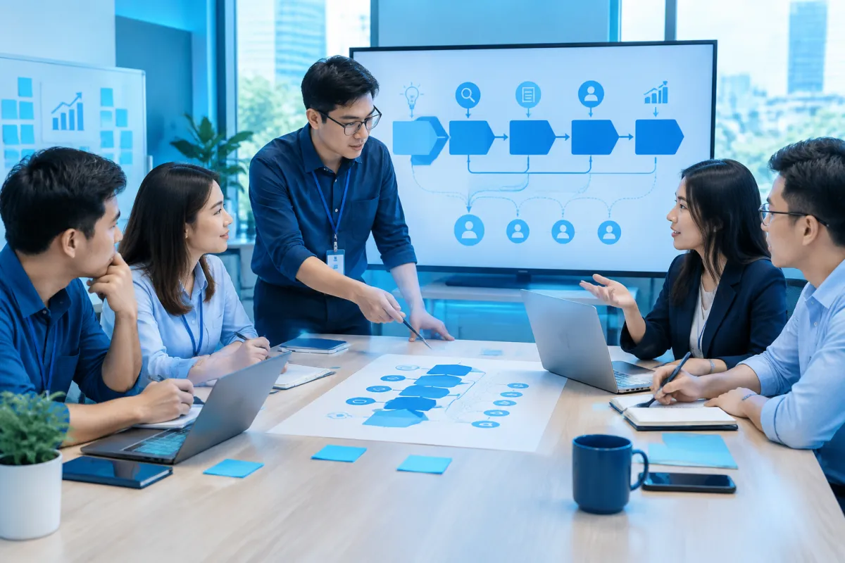 Nhóm chuyên viên lập kế hoạch nội dung và từ khóa cho chiến lược SEO không backlink