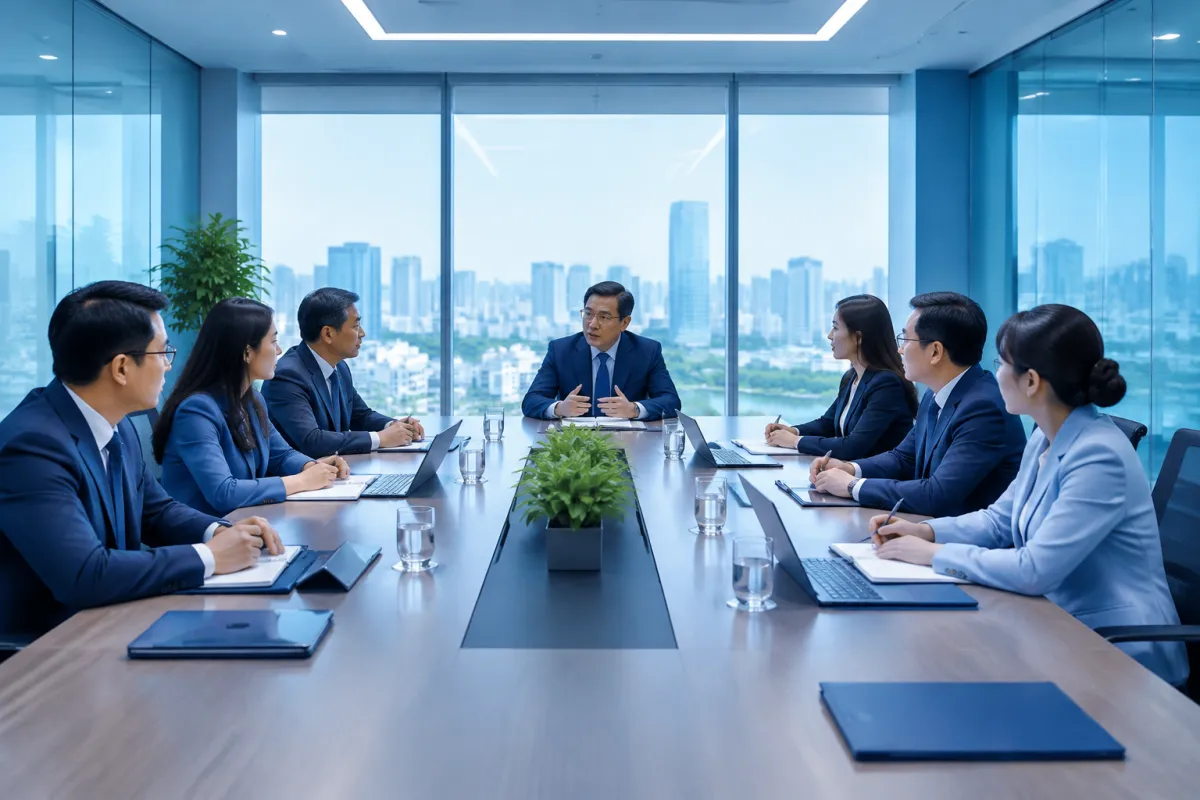 Cuộc họp quản trị thể hiện cơ cấu điều hành và đặc điểm pháp lý của công ty cổ phần