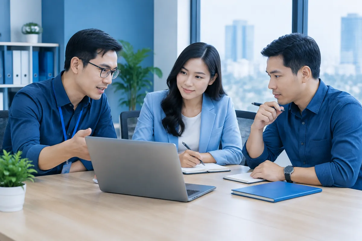 Doanh nghiệp trao đổi với chuyên gia để lựa chọn phương án chăm sóc website phù hợp nguồn lực