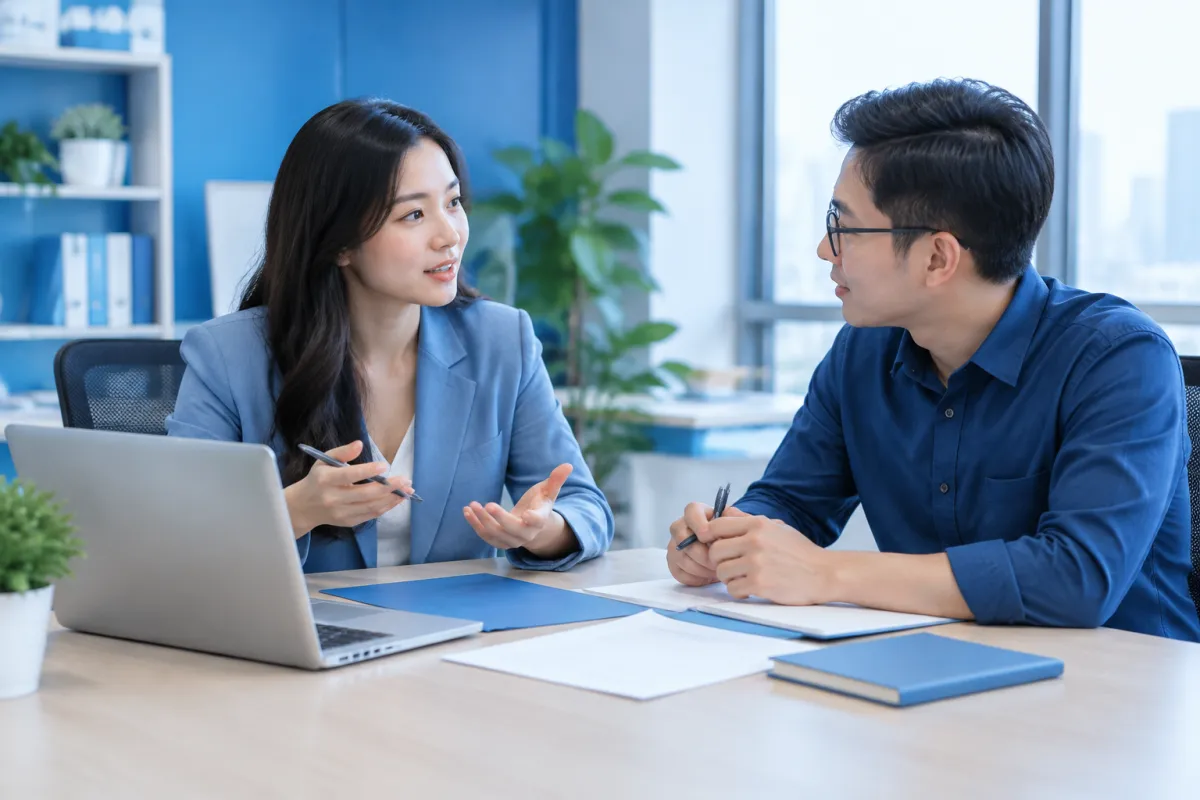 Đội ngũ marketing trao đổi về tính năng chuẩn SEO và tránh kỳ vọng website tự lên thứ hạng