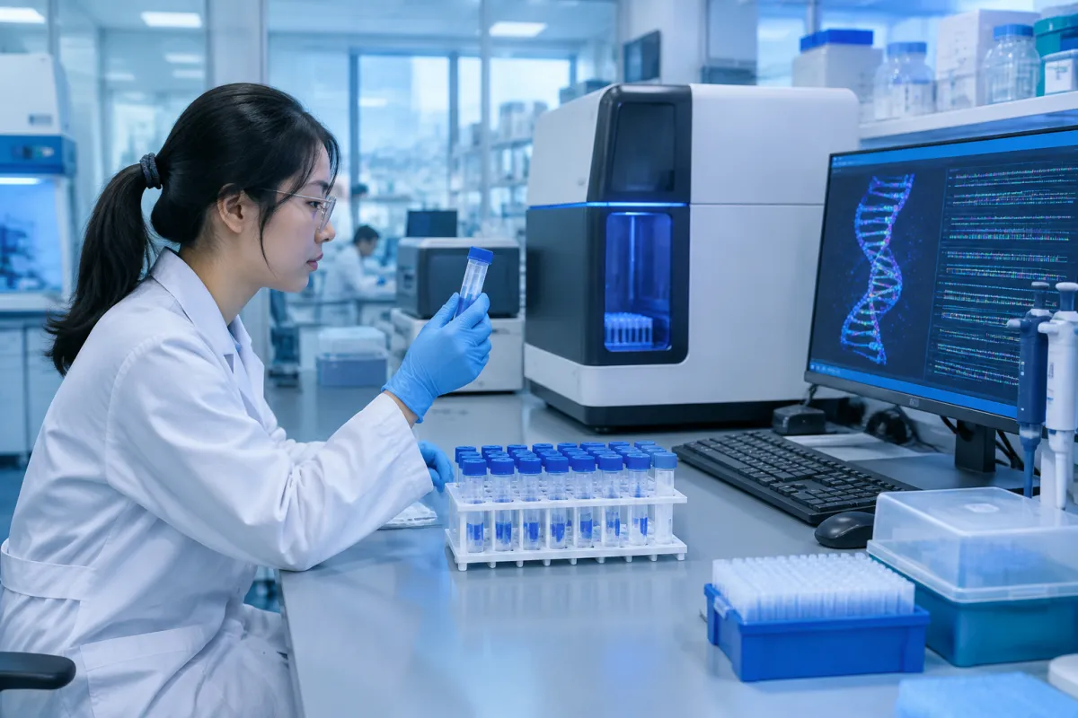 Quy trình lưu trữ dữ liệu DNA với mẫu DNA tổng hợp và thiết bị giải trình tự trong phòng thí nghiệm